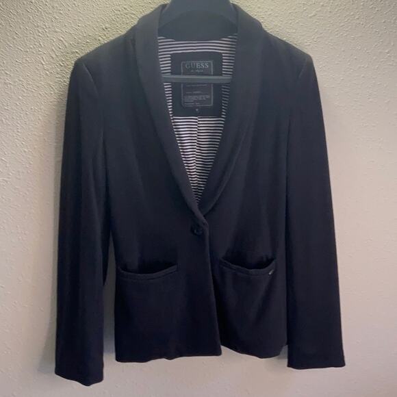 SOLD IN EBAY - Guess Vintage Women Black Cotton Blend One Button Blazer Size M - Picture 3 of 9